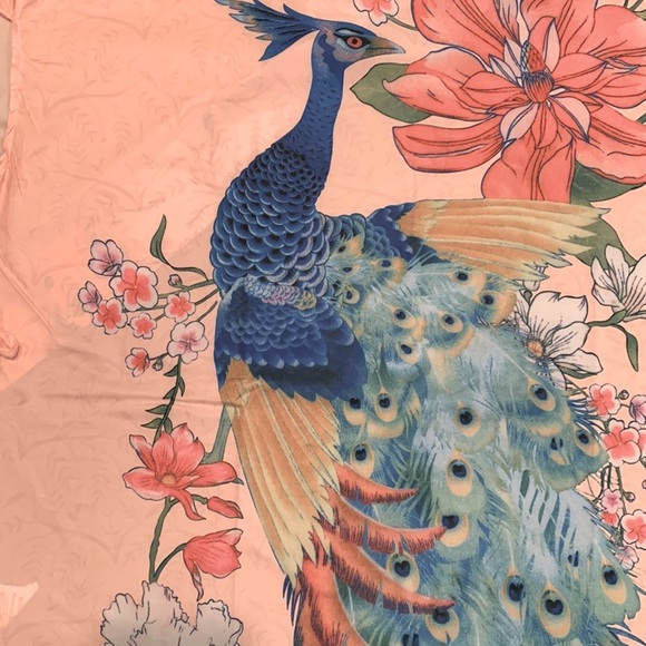 Bohemian Long Floral Peacock Kimono Duster Robe - Picture 6 of 12